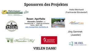 Wir bedanken uns bei den Sponsoren des Projekts Sammelkarten für das Schulfest zum 80-jährigen Jubiläum unseres Bundeslandes.